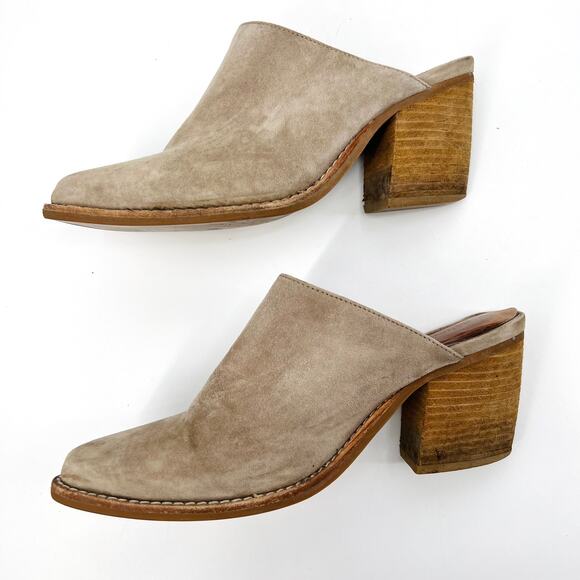 Jeffrey Campbell Favela-2 Tan Suede Slip on Block Heel Mules Women’s 7 - Picture 8 of 9